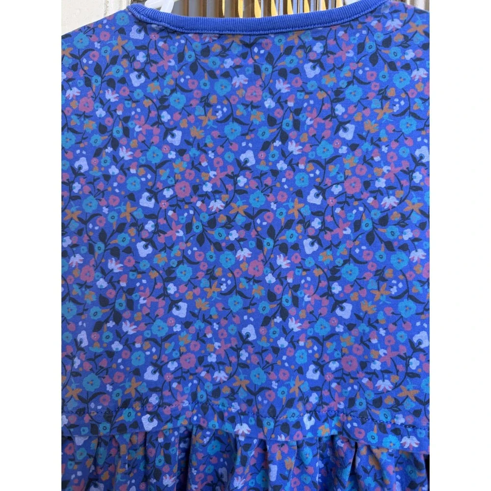 Tea‎ Collection Girls Blue Floral Long Sleeve Cotton Jersey Dress Size 2